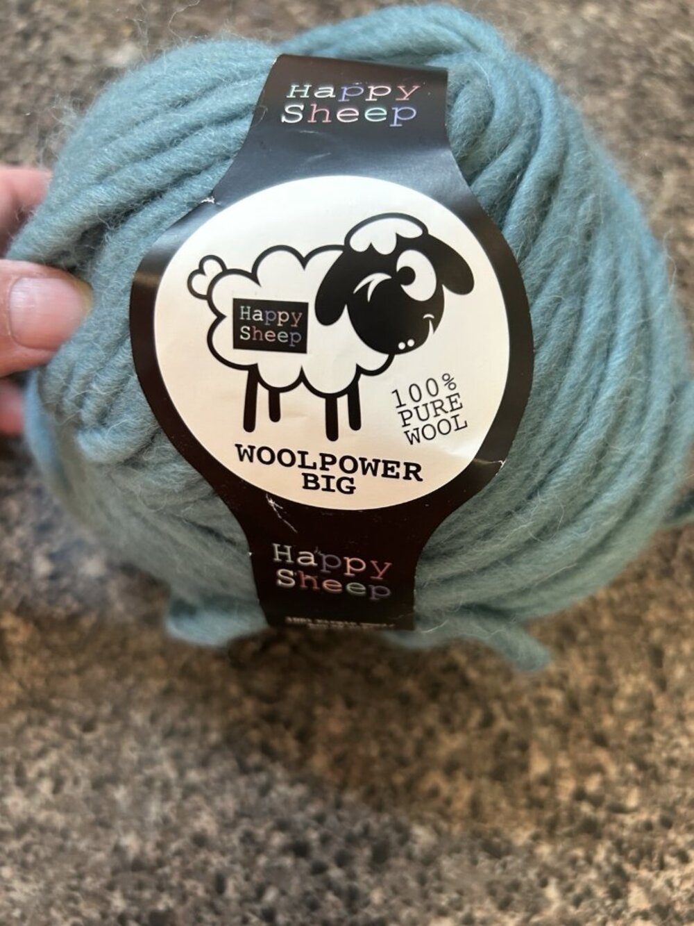 Hobbii Happy Sheep Wool Yarn Wool Power Big Green,Blue, Gray Color #18 5 Bulky